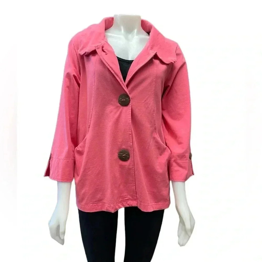 Neon Buddha Hot Pink Button Up Jacket Size Small